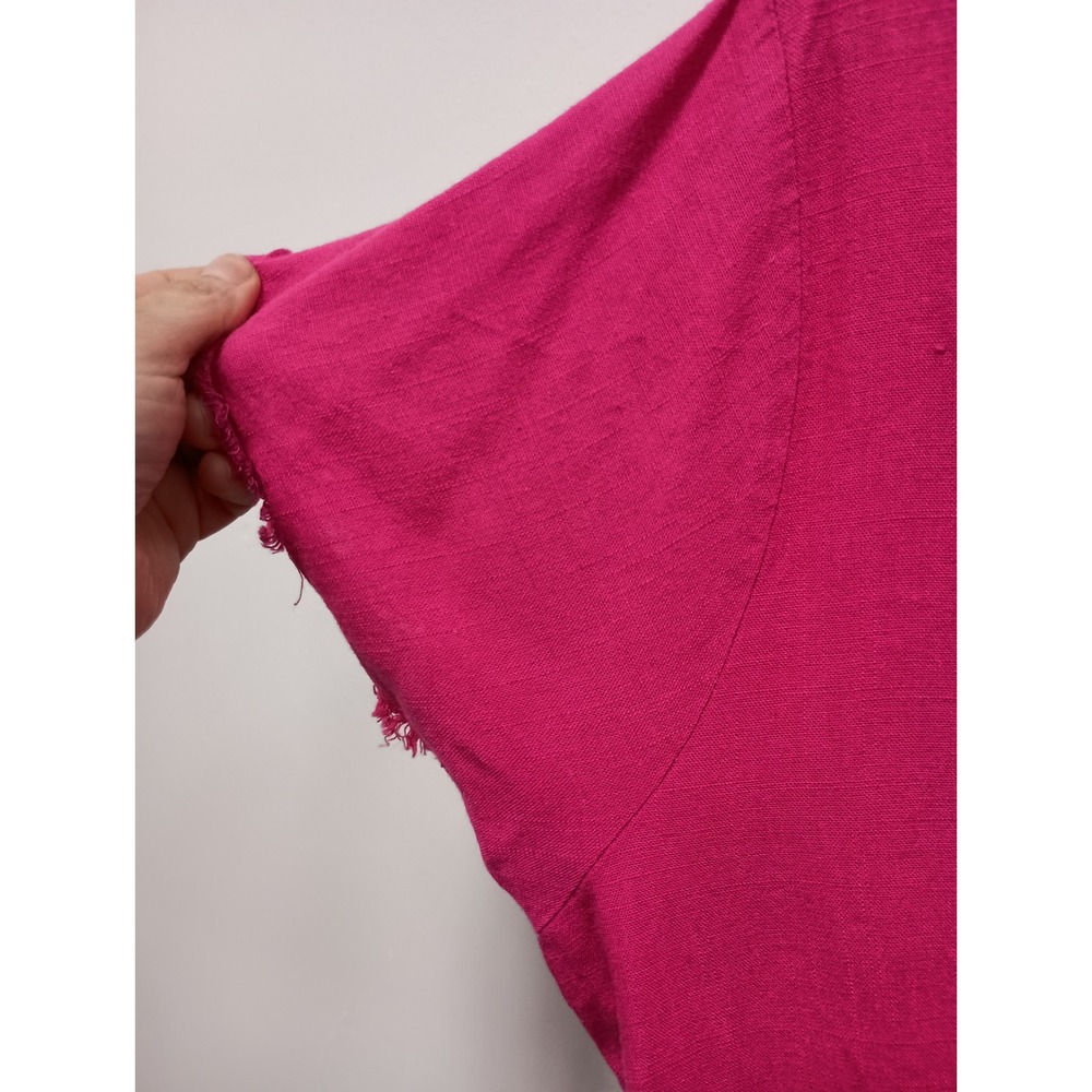 Umgee Tunic Top Womens 1XL Pink Short Sleeve Boho Linen Blend Frayed Hem - Picture 11 of 11
